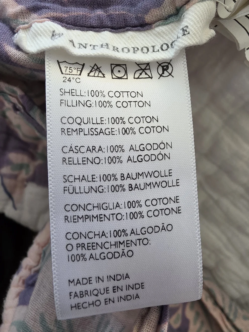 Anthropologie Brynne Floral Quilt And Two Shams in Coral, Navy & Lavender